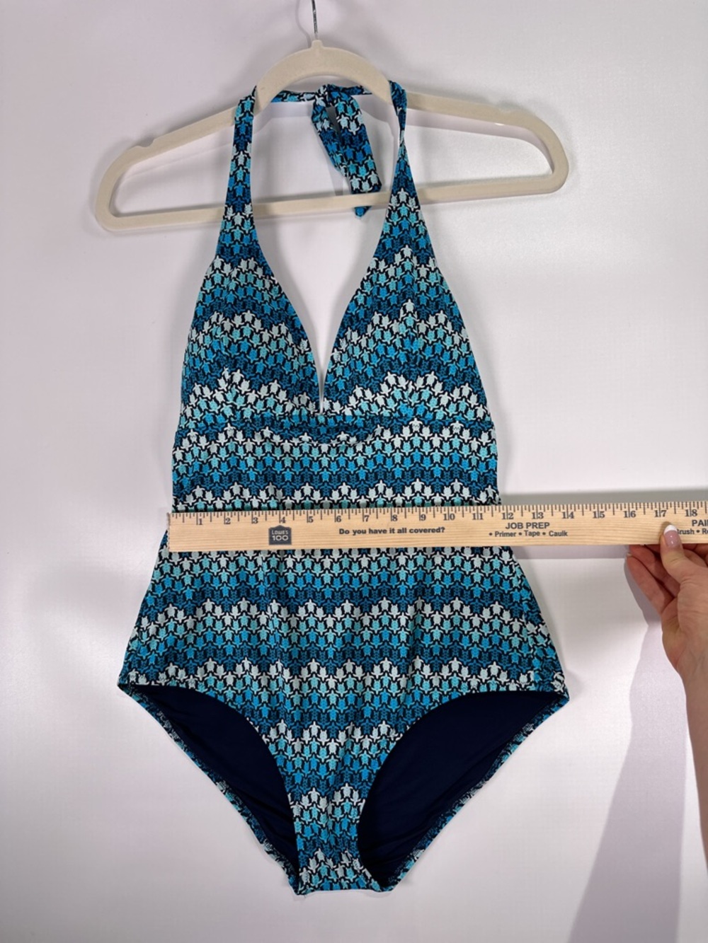 Vilebrequin Sea Turtle Chevron Halter One Piece Swimsuit Blue Womens Size 8 - Picture 15 of 16